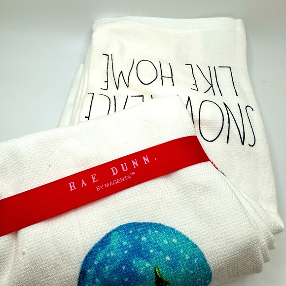 Rae Dunn Snowglobe Christmas Towel Set of 2 - Picture 2 of 3